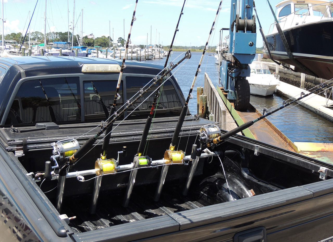 Fishing pole rack for truck