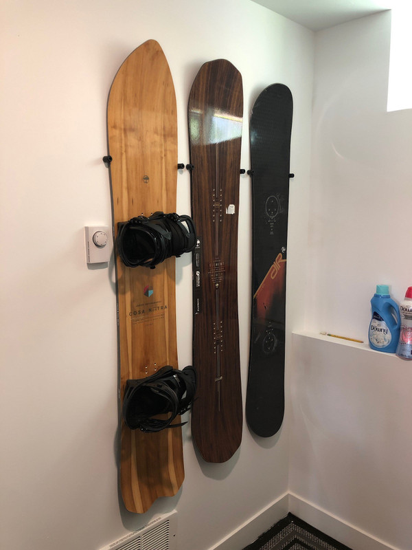 Great for Organizing Multiple Boards by CR83D Snowboard Universal Vertical Wall Mount and Display Floating Design Utilizes Gravity for Safe and Secure Storage 