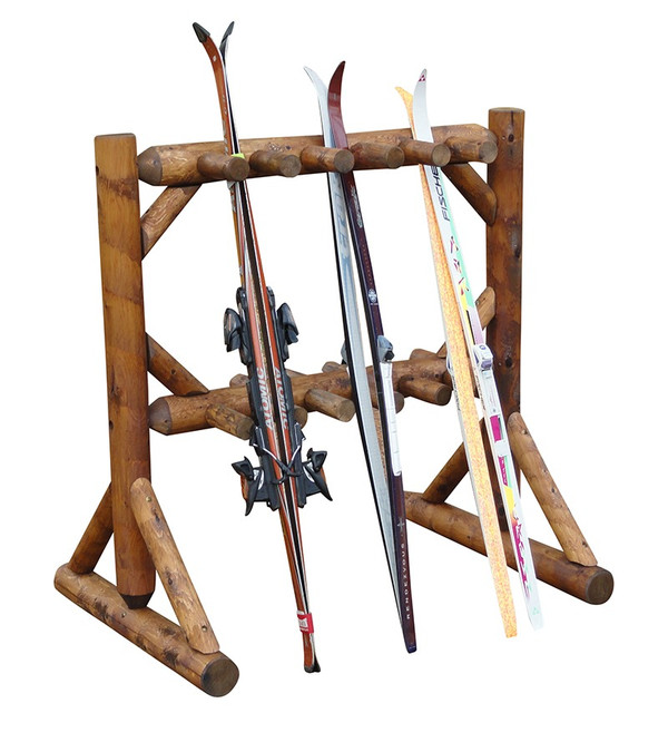 Gevestigde theorie loterij slijtage Ski and Snowboard Outdoor Wood Log Rack | 11 or 17 Pairs | Freestanding  Storage - StoreYourBoard.com