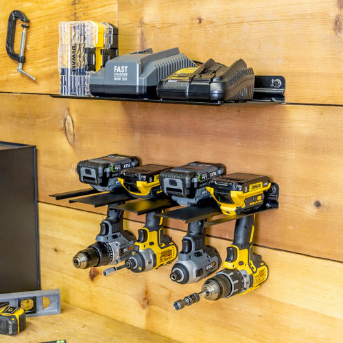 Drill Storage Rack + Shelf | Garage Wall Mount Tool Organizer