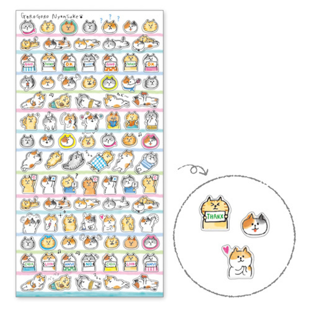 Gorogoro Cat Blowing Bubbles & Balloons Stickers by Mind Wave