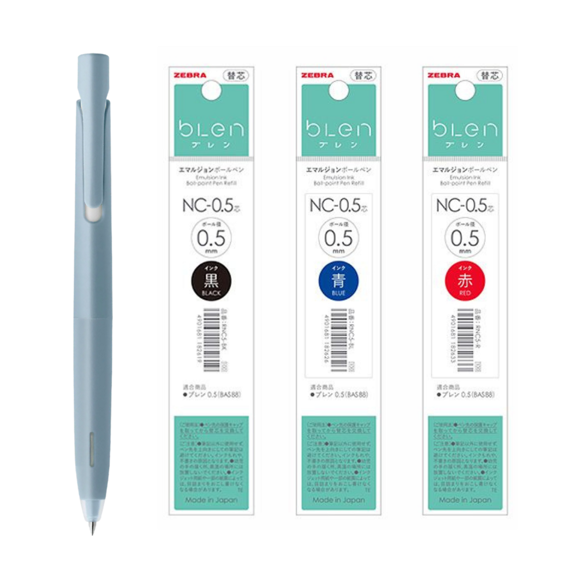 Zebra bLen NC0.5 Ink Refill (Black/Red/Blue)