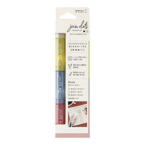 MIDORI Join Dots 3-Colour Highlighter - Dusty