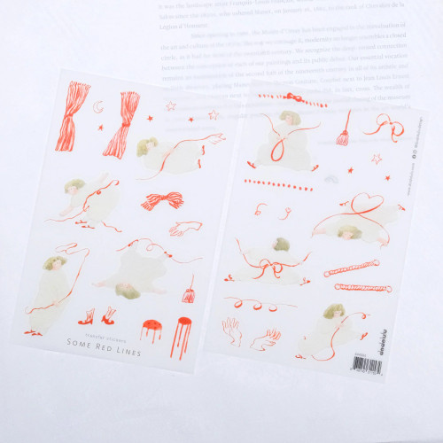 dodolulu Transfer Sticker Set - Some Red Lines (2 sheets)