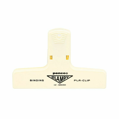 Penco Plastic Clip in Ivory, a large 10cm wide durable plastic utility clip with a vintage industrial design and embossed logo. Pince en plastique Penco couleur Ivoire, une large pince utilitaire de 10 cm en plastique durable au design industriel vintage.