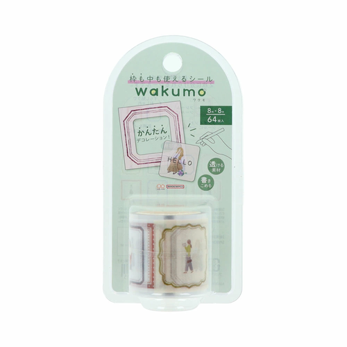 Sun-Star Wakumo Sticker Roll - Frames and Girls. A roll of 64 square stickers with vintage girl and frame designs. Each sticker features a separable frame and center. Rouleau de stickers Wakumo Sun-Star - Cadres et Filles. Un rouleau de 64 autocollants carrés avec des motifs de cadres et de filles rétro. Chaque sticker a un cadre et un centre détachables.