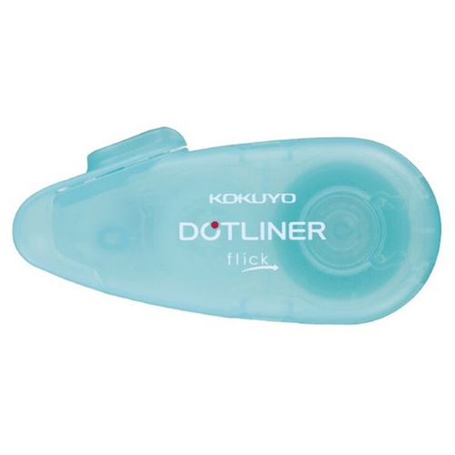 KOKUYO DotLiner Flick Glue Tape in Mint. A compact, pastel green refillable glue applicator with an innovative flip-top cap. Dévidoir de colle KOKUYO DotLiner Flick Menthe. Un applicateur de colle rechargeable vert pastel avec un capuchon pivotant innovant.