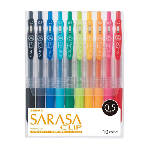 Zebra Sarasa Clip Gel Rollerball Pen 0.5 - Ten Colours