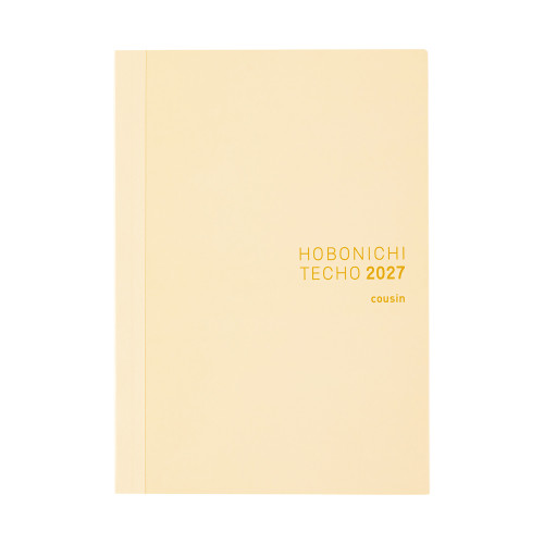 Hobonichi Techo 2027 A5 Cousin Book English edition daily planner with 180 degree lay-flat binding. / Agenda quotidien Hobonichi Techo 2027 A5 Cousin édition anglaise avec reliure plat à 180 degrés.