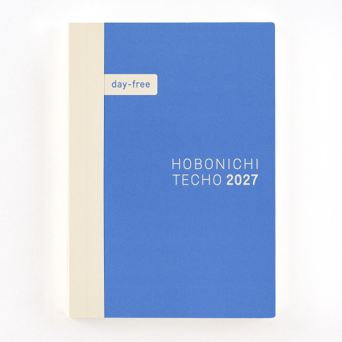 Hobonichi Techo 2027 A6 Day-Free Book Japanese edition hybrid monthly planner and undated grid notebook. / Agenda hybride mensuel et carnet à quadrillage non daté Hobonichi Techo 2027 A6 Day-Free édition japonaise.