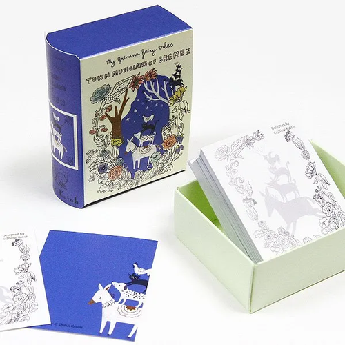 Shinzi Katoh Bremen Town Musicians book memo. A 60 × 80 × 30 mm book case with 140 memo sheets, 52 × 65 mm. Mémo-livre Shinzi Katoh Les Musiciens de Brême. Étui livre 60 × 80 × 30 mm, 140 feuilles 52 × 65 mm.