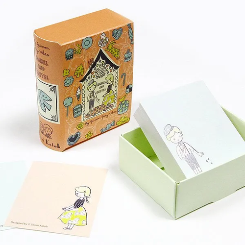 Shinzi Katoh Hansel and Gretel book memo. A 60 × 80 × 30 mm book case with 140 memo sheets, 52 × 65 mm. Mémo-livre Shinzi Katoh Hansel et Gretel. Étui livre 60 × 80 × 30 mm, 140 feuilles 52 × 65 mm.