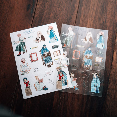 La Dolce Vita A6 Sticker Set Journal with Me 2 sheets white and clear. / Ensemble de stickers A6 La Dolce Vita Journal with Me 2 feuilles blanc et transparent.