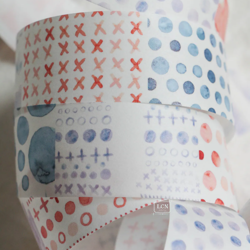 Lin Chia Ning Washi Tape Watercolor Pattern 2 3cm Taiwanese paper tape. / Ruban adhesif washi Lin Chia Ning Watercolor Pattern 2 3cm fait au Taiwan.