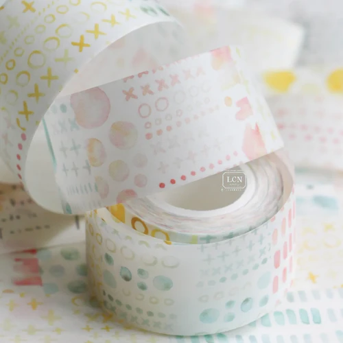 Lin Chia Ning Washi Tape Watercolor Pattern 1 3cm Taiwanese paper tape. / Ruban adhesif washi Lin Chia Ning Watercolor Pattern 1 3cm fait au Taiwan.