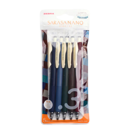 Zebra Sarasa NANO Gel Pen 0.3 - Vintage Colour Set A