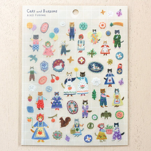 Aiko Fukawa PET Sticker - Cats And Buttons