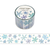 Close-up of Mind Wave Hokkori Life 30mm wide clear matte PET tape featuring delicate gold foil stamped snow crystal (Kesshō) designs, ideal for winter journaling and decor. Gros plan sur le ruban adhésif transparent mat en PET de 30 mm de large Mind Wave Hokkori Life, orné de motifs délicats de cristaux de neige (Kesshō) estampés à la feuille d'or.