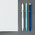 HIGHTIDE 4-Color Ballpoint Pen in Blue, a sleek steel-bodied multi-pen with 0.7mm black, red, blue, and green ink. Stylo bille 4 couleurs HIGHTIDE en bleu, un stylo multiple avec un corps en acier élégant et de l'encre noire, rouge, bleue et verte de 0,7 mm.