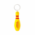 Penco Bowl Pen by Hightide, a wooden ballpoint pen shaped like a bowling pin with a keychain attachment, available in White, Red, Yellow, and Blue. Stylo Penco Bowl par Hightide, un stylo à bille en bois en forme de quille de bowling avec un porte-clés, disponible en blanc, rouge, jaune et bleu.