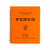 Penco Coils Notebook M in Orange, featuring a bright orange board cover with a bold letterpress logo and 7mm ruled paper with a red margin. Carnet à spirales Penco Coils taille M en orange, avec une couverture en carton orange vif, logo typographique et pages lignées de 7 mm avec marge rouge.