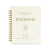 Penco Coils Notebook M in White, featuring a minimalist white board cover with a letterpress logo and 7mm ruled paper with a red margin. Carnet à spirales Penco Coils taille M en blanc, avec une couverture en carton blanc minimaliste, logo typographique et pages lignées de 7 mm.