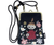 Sun-Star x Moomin Vertical Gobelin Woven Pouch featuring Little My. A small tapestry-weave bag with a metal clasp, fabric shoulder strap, and floral design. Pochette verticale tissée Gobelin Sun-Star x Moomin avec Little My. Un petit sac en tapisserie avec un fermoir en métal, une bandoulière en tissu et un motif floral.