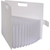 SAKURA Komagoma File A4 in matte white. A sleek, rigid document holder showing its organized internal dividers for sorting paper. Porte-documents SAKURA Komagoma A4 blanc mat. Un classeur rigide élégant montrant ses compartiments internes pour trier le papier.