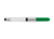 Kaweco Standard Fountain Pen Converter Palm Green and Chrome edition. A transparent plastic twist-action piston reservoir featuring a vibrant green rotary knob and shiny silver chrome trim elements. / Convertisseur Kaweco Standard format Long couleur Palm Green et Chrome. Un réservoir à piston rotatif transparent en plastique équipé d'un embout vert palmier éclatant et d'éléments de finition chromés argentés.