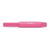 Kaweco SKYLINE SPORT pocket fountain pen in vibrant pink. Features a compact octagonal screw cap, a lightweight plastic body, and an engraved silver steel nib, available in a fine or medium size. / Stylo-plume de poche Kaweco SKYLINE SPORT en rose vif. Présente un capuchon à vis octogonal compact, un corps en plastique léger, et une plume gravée en acier argenté, disponible en taille fine ou moyenne.