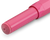 Kaweco SKYLINE SPORT pocket fountain pen in vibrant pink. Features a compact octagonal screw cap, a lightweight plastic body, and an engraved silver steel nib, available in a fine or medium size. / Stylo-plume de poche Kaweco SKYLINE SPORT en rose vif. Présente un capuchon à vis octogonal compact, un corps en plastique léger, et une plume gravée en acier argenté, disponible en taille fine ou moyenne.