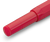 Kaweco CLASSIC SPORT pocket fountain pen in high-gloss red. Features a compact octagonal screw cap, a lightweight plastic body, and an engraved gold-plated steel nib, available in fine or medium sizes. / Stylo-plume de poche Kaweco CLASSIC SPORT en rouge brillant. Présente un capuchon à vis octogonal compact, un corps en plastique léger, et une plume gravée en acier plaqué or, disponible en taille fine ou moyenne.