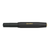 Kaweco CLASSIC SPORT pocket fountain pen in high-gloss black. Features a compact octagonal screw cap, a lightweight plastic body, and an engraved gold-plated steel nib, available in fine or medium sizes. / Stylo-plume de poche Kaweco CLASSIC SPORT en noir brillant. Présente un capuchon à vis octogonal compact, un corps en plastique léger, et une plume gravée en acier plaqué or, disponible en taille fine ou moyenne.