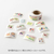 Midori Yuru Log roll sticker in Postage Stamps theme, showing a strip of 14 unique perforated paper stamp designs being torn from a 5-meter roll. / Rouleau d'autocollants Midori Yuru Log thème Timbres Poste, montrant une bande de 14 motifs uniques de timbres en papier perforé détachée d'un rouleau de 5 mètres.