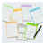 LACONIC Style Sticker pack showing circular pie chart stickers for daily routine planning and time tracking on notebook pages. / Lot de stickers LACONIC Style présentants des autocollants ronds en forme de camembert pour le suivi du temps et l'organisation quotidienne.
