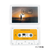 LACONIC in Action Sunset cassette tape-shaped notebook in a clear plastic jewel case with a retro index label sheet. / Carnet LACONIC in Action Sunset en forme de cassette audio dans un boîtier en plastique transparent avec sa fiche d'index rétro.