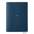 LACONIC B7C Pocket Log Diary in Navy blue shown closed and open to interior daily log pages featuring meal trackers, weather prompts, and grid notes. / Carnet LACONIC B7C Pocket Log Bleu Marine présenté fermé et ouvert sur des pages de journal quotidien avec suivi des repas, météo et notes quadrillées.