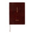 Hobonichi 5-Year Techo A5 2027-2031 five-year daily journal with brown textured cover and gold foil details. / Journal quinquennal Hobonichi 5-Year Techo A5 2027-2031 avec couverture texturée marron et détails en feuille d'or.