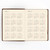 Hobonichi 5-Year Techo A6 2027-2031 pocket five-year daily journal with textured brown cover and gold foil accents. / Journal quinquennal de poche Hobonichi 5-Year Techo A6 2027-2031 avec couverture texturée marron et détails en feuille d'or.