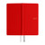 Hobonichi Techo 2027 Weeks in Colors: Poppy Red. Slim hardcover weekly planner with a vivid scarlet woven bookbinding cover, gold 2027 foil, and a wallet-sized weekly horizontal layout. Hobonichi Techo 2027 Weeks, couleur Colors : Poppy Red. Agenda hebdomadaire mince à couverture rigide, textile de reliure rouge coquelicot, millésime 2027 en foil or et format portefeuille à mise en page hebdomadaire horizontale.