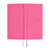 Hobonichi Techo 2027 Weeks in Colors: Pink Sapphire. Slim hardcover weekly planner with a vivid pink woven bookbinding cover, metallic pink 2027 foil, and a wallet-sized weekly horizontal layout. Hobonichi Techo 2027 Weeks, couleur Colors : Pink Sapphire. Agenda hebdomadaire mince à couverture rigide, textile de reliure rose vif aux reflets bleutés, millésime 2027 en foil rose métallique et format portefeuille à mise en page hebdomadaire horizontale.