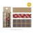 BGM School Colours Washi Tape Set Caramel. Three foil-stamped washi rolls (15 / 20 / 30 mm × 3 m) in caramel school-uniform checks. Set de rubans washi BGM School Colours Caramel. Trois rouleaux washi dorés (15 / 20 / 30 mm × 3 m), carreaux d’uniforme caramel.