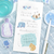 BGM Fuwari Sketch Sticker Set Blue. A pack of 30 soft blue write-on and decorative sketch stickers (10 designs × 3) in a 100 × 130 mm sleeve. Set d’autocollants BGM Fuwari Sketch Blue. 30 stickers croquis bleu clair à écrire (10 motifs × 3), pochette 100 × 130 mm.