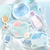 BGM Fuwari Sketch Sticker Set Blue. A pack of 30 soft blue write-on and decorative sketch stickers (10 designs × 3) in a 100 × 130 mm sleeve. Set d’autocollants BGM Fuwari Sketch Blue. 30 stickers croquis bleu clair à écrire (10 motifs × 3), pochette 100 × 130 mm.