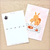 Cozyca × Mariko Fukuoka Postcard Set Tea Time. Ten 100 × 148 mm postcards in five animal tea-party designs. Set cartes postales Cozyca × Mariko Fukuoka Tea Time. Dix cartes 100 × 148 mm, cinq goûters d’animaux.