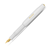 Kaweco CLASSIC SPORT pocket fountain pen in high-gloss white. Features a compact octagonal screw cap, a lightweight plastic body, and an engraved gold-plated steel nib, available in fine or medium sizes. / Stylo-plume de poche Kaweco CLASSIC SPORT en blanc brillant. Présente un capuchon à vis octogonal compact, un corps en plastique léger, et une plume gravée en acier plaqué or, disponible en taille fine ou moyenne.