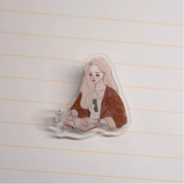 La Dolce Vita Acrylic Clip - Girl in a Brown Coat