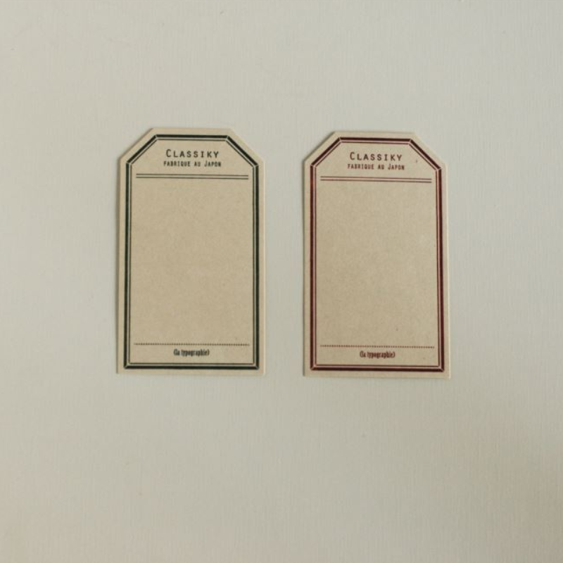 Classiky Letterpress Label Card Set A (2 colours)