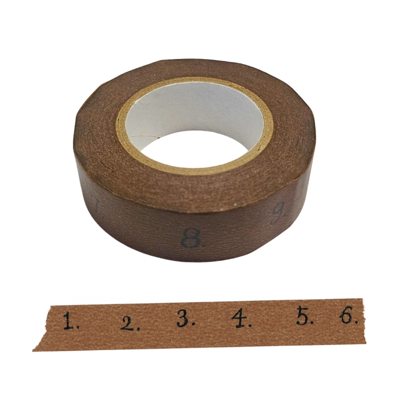 Classiky Number Washi Tape - Brown (1.5cm)