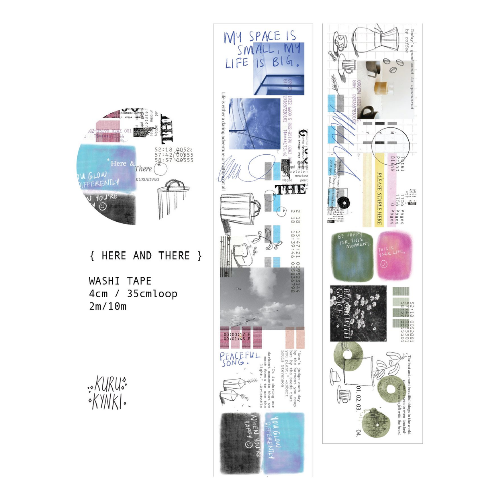 Kurukynki DAY TO DAY Washi Tape - Here and There (4cm)